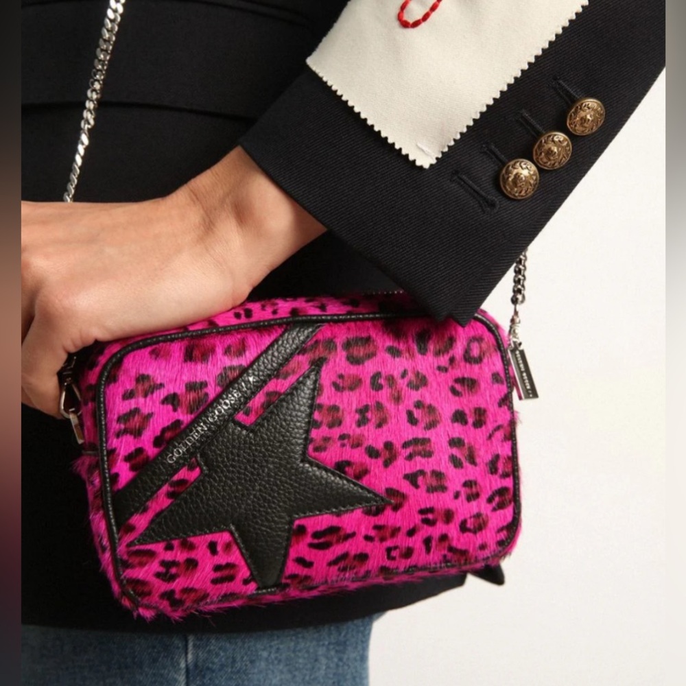 Authentic Golden Goose Star Bag - Fuschia Leopard Print